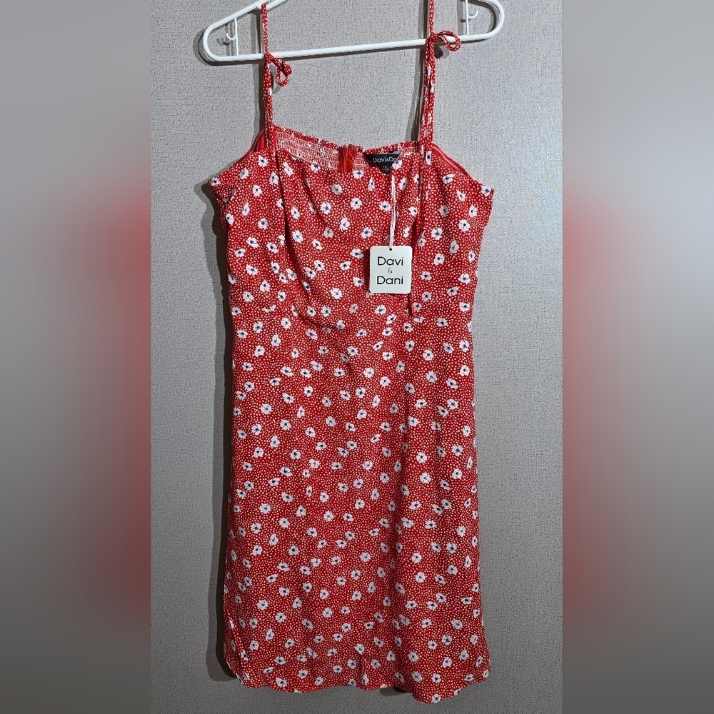 Davi & Dani Red and White Floral Mini Dress